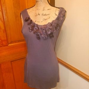 Maurices Grey Tank Top with Flowers Shirt Women's Medium